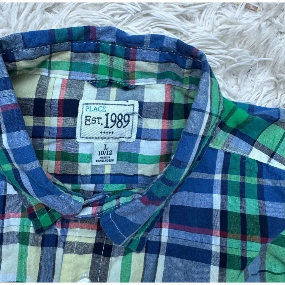 3 piece boys button down plaid shirt bundle size 10-12 by The Children’s Place,